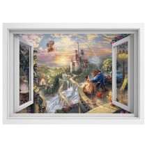 Vinilos disney ventana 3d la bella y la bestia